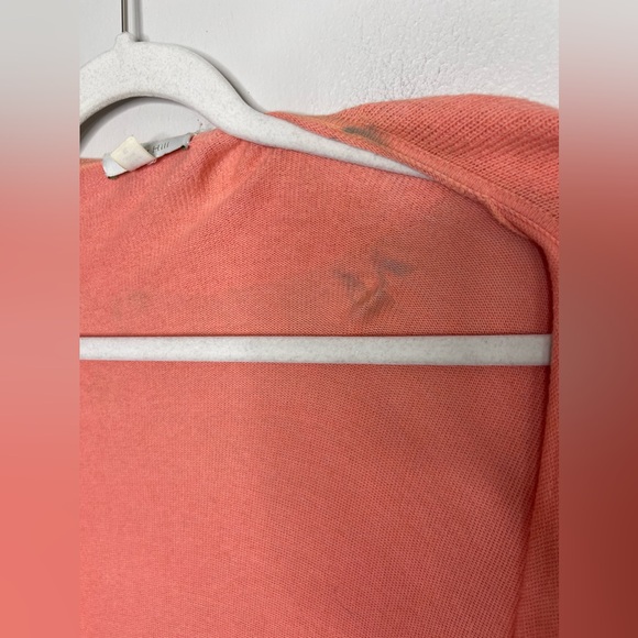 Garnet Hill Peach Ruffle Long Line Open Cardigan XL Cashmere Cotton Lounge - Picture 3 of 10